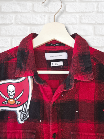 Tampa Bay Buccaneers Crop Rhinestone Flannel