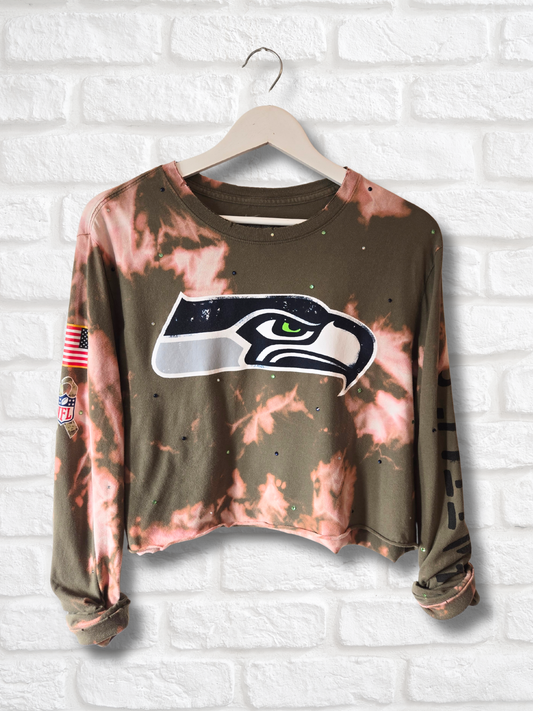 Seattle Seahawks Long Sleeve Crop Top
