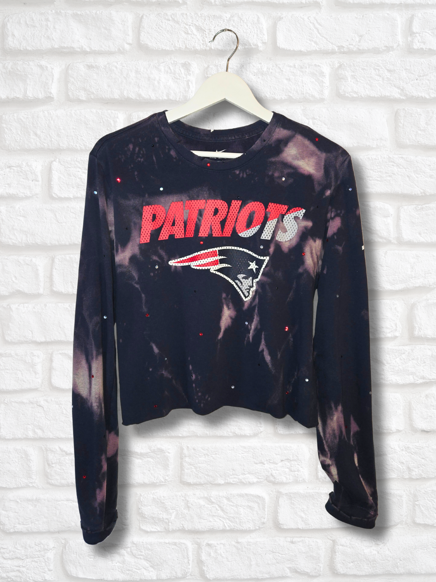 New England Patriots Long Sleeve Crop Top