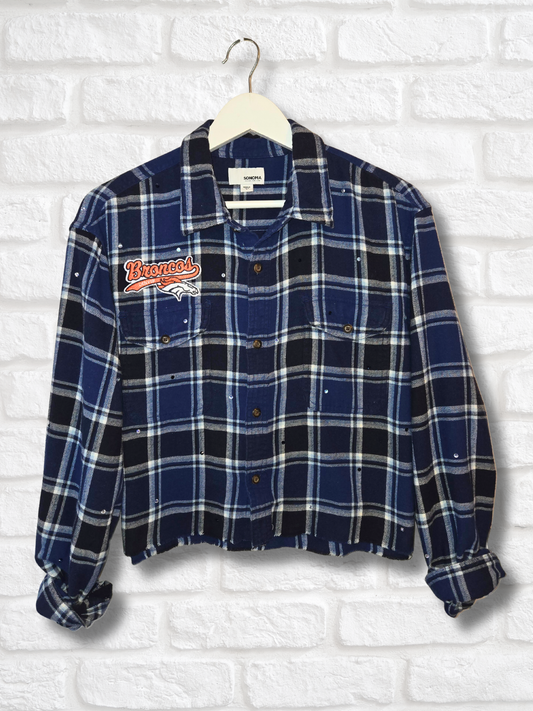 Denver Broncos Crop Flannel
