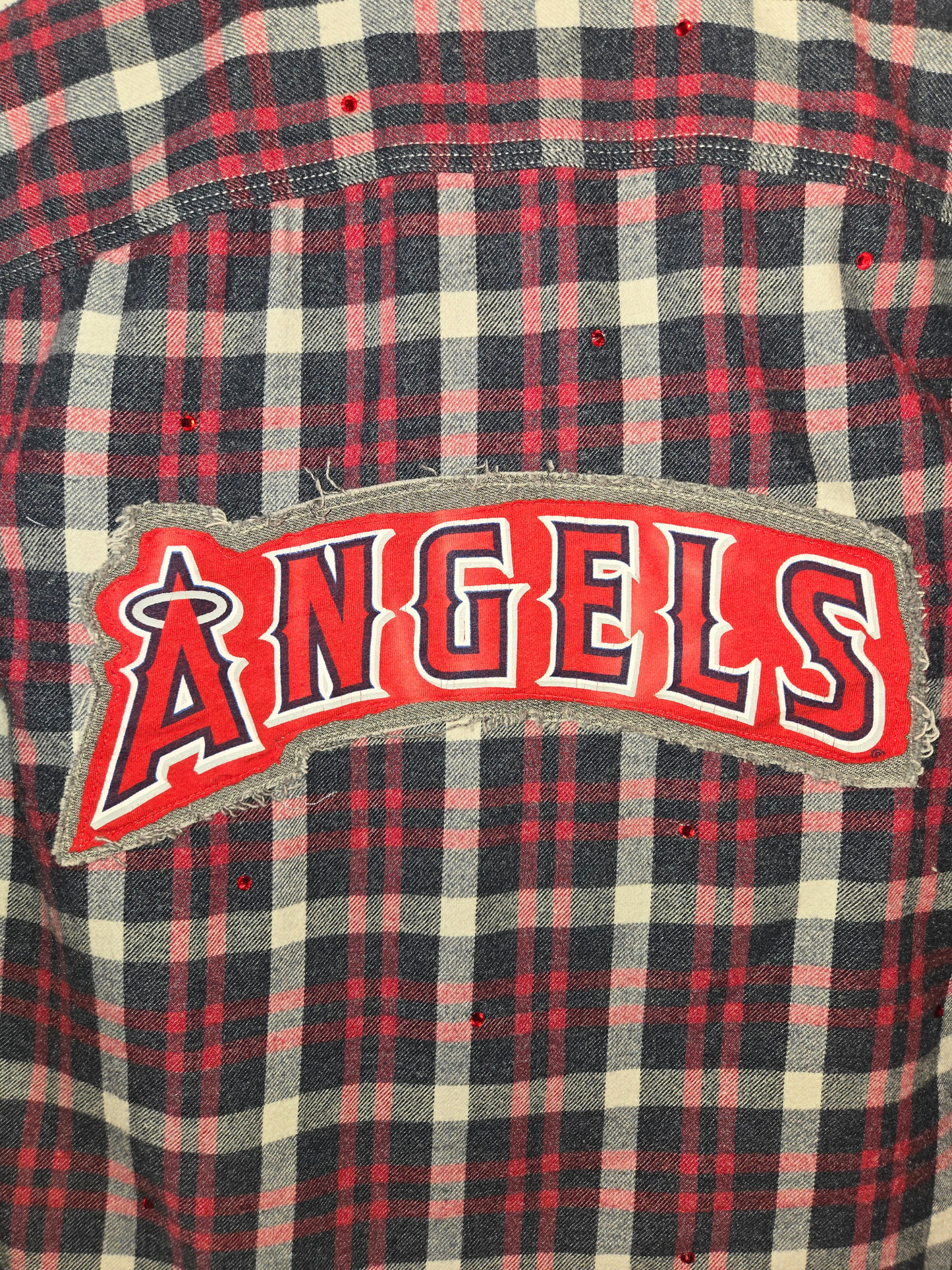 Los Angeles Angels Rhinestone Crop Flannel - Medium