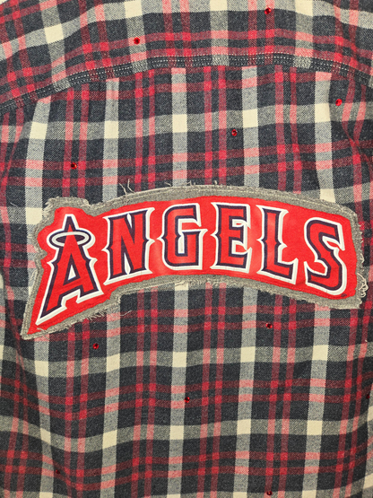 Los Angeles Angels Rhinestone Crop Flannel - Medium