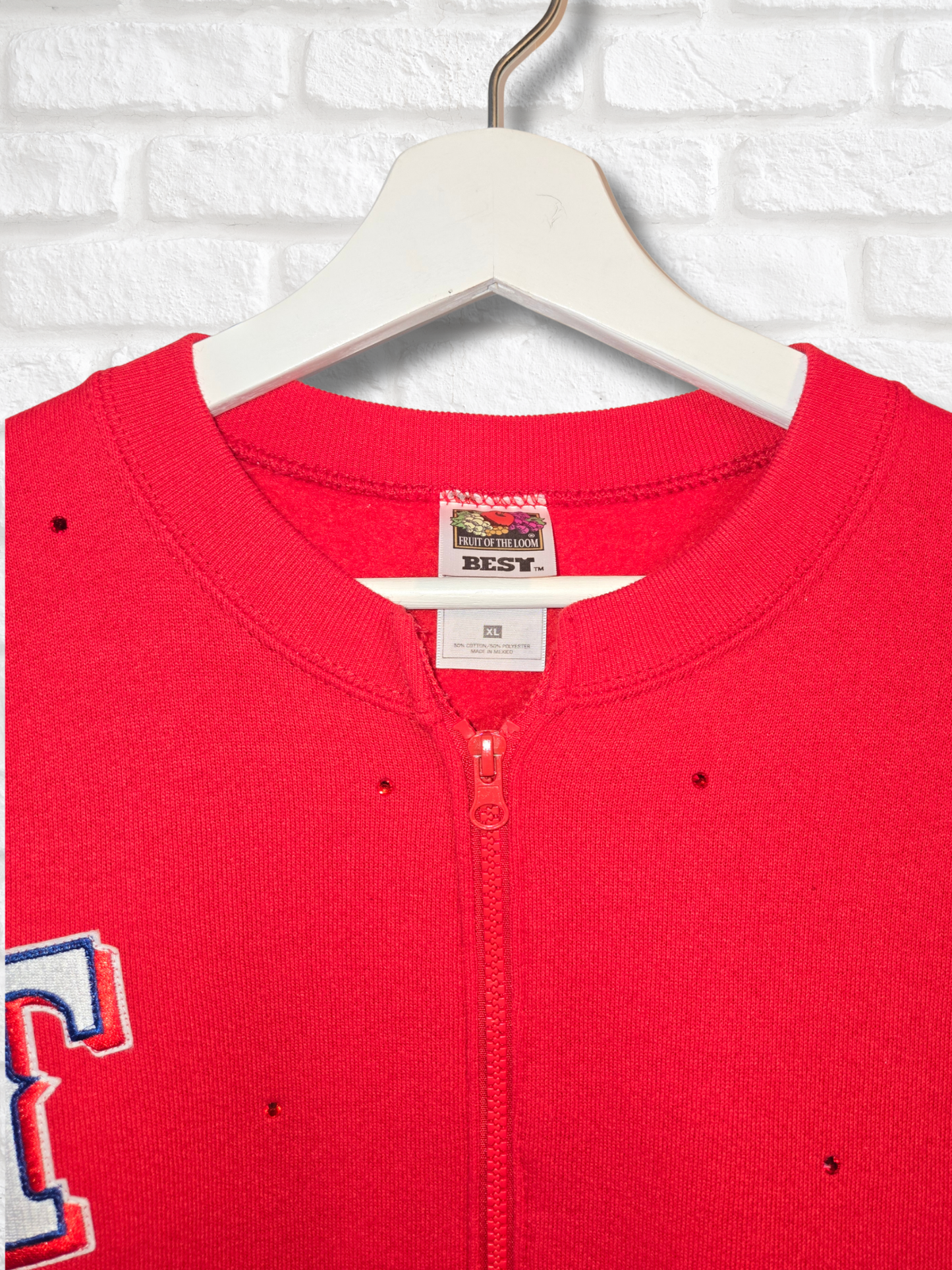 Texas Rangers Crop Zip-Up Sweatshirt