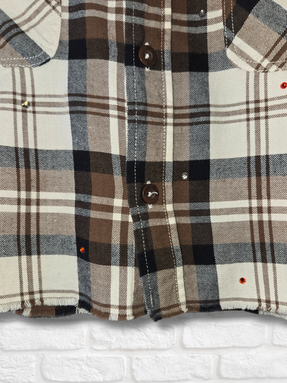 Anaheim Ducks Rhinestone Crop Flannel - Medium