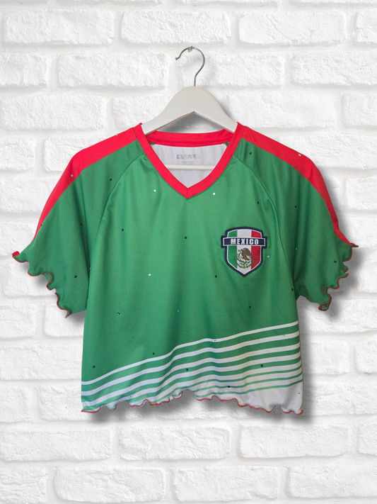 Team Mexico Ruffle Crop Top -  Medium