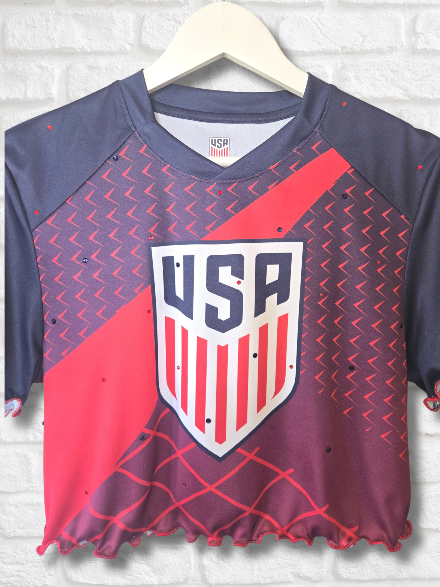 Team USA Ruffle Crop Top- Small
