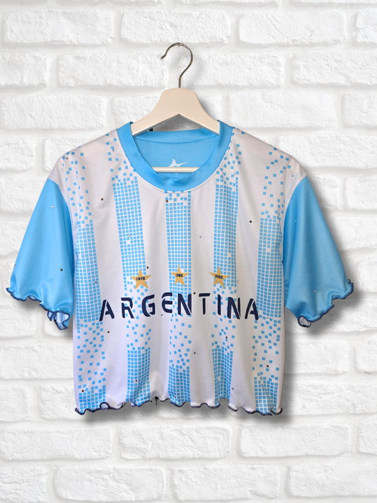 Team Argentina Ruffle Crop Top- Large