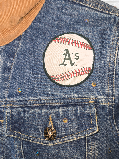 Vegas Athletics Crop Denim Jacket- Small/Medium