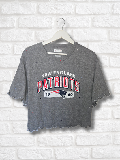 New England Patriots Ruffle Crop Top - XL