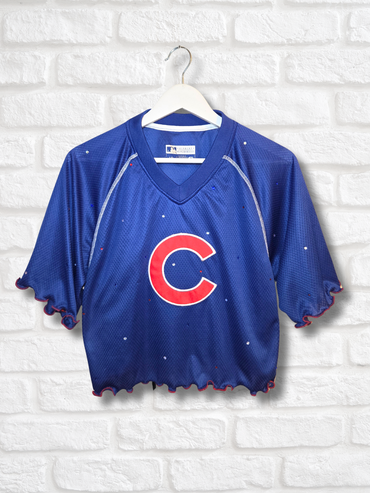 Chicago Cubs Ruffle Crop Top - Large
