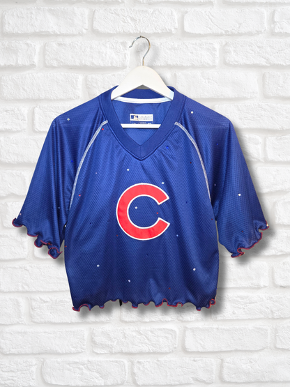 Chicago Cubs Ruffle Crop Top - Large
