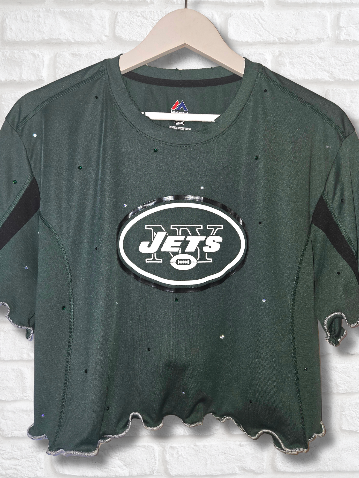 New York Jets Ruffle Crop Top - Large