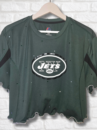 New York Jets Ruffle Crop Top - Large