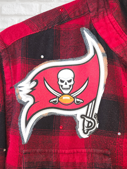 Tampa Bay Buccaneers Crop Rhinestone Flannel