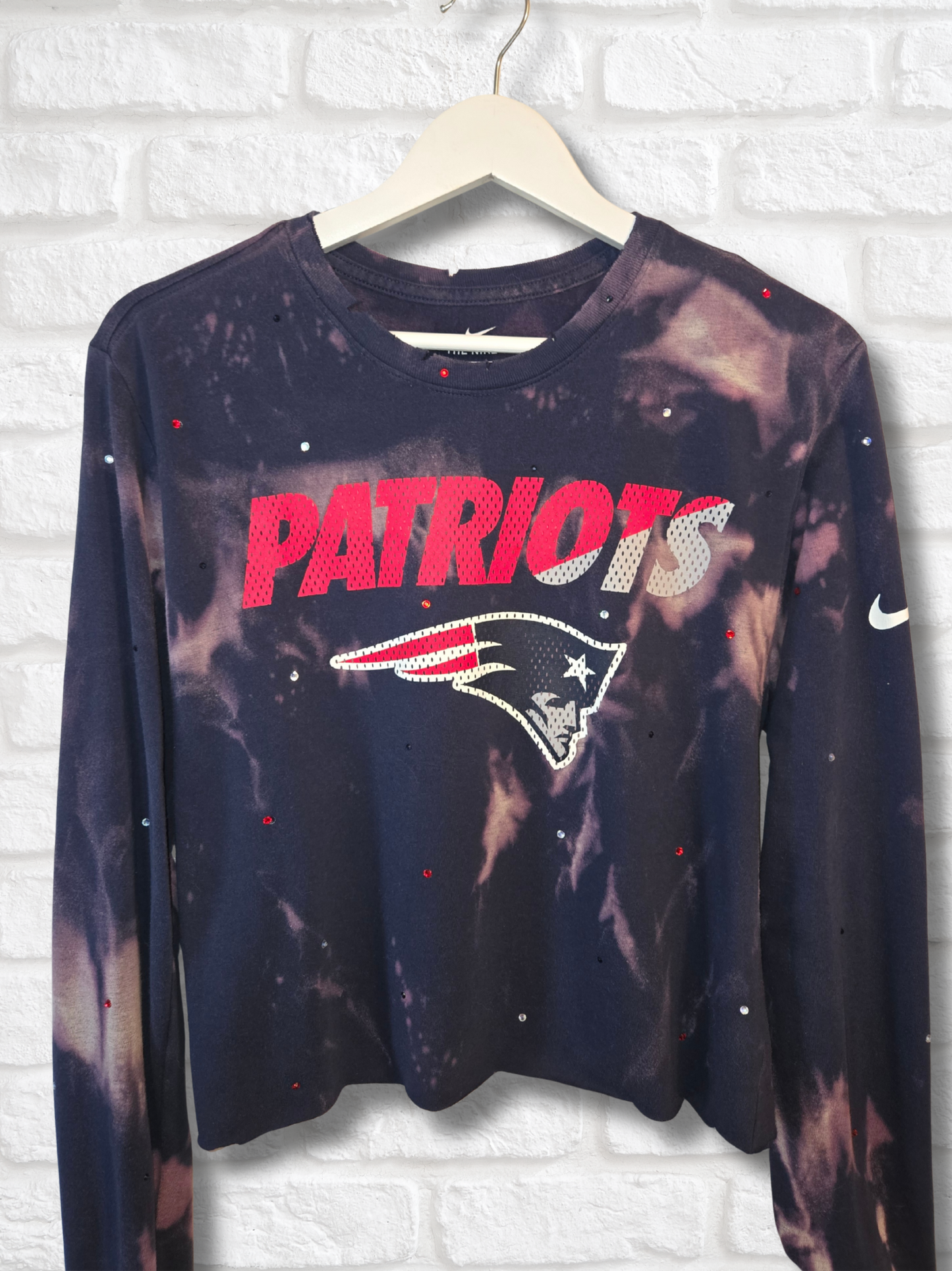 New England Patriots Long Sleeve Crop Top