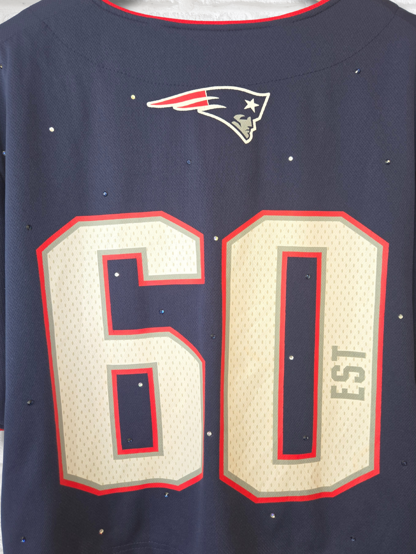 New England Patriots Crop Rhinestone Baseball Jersey