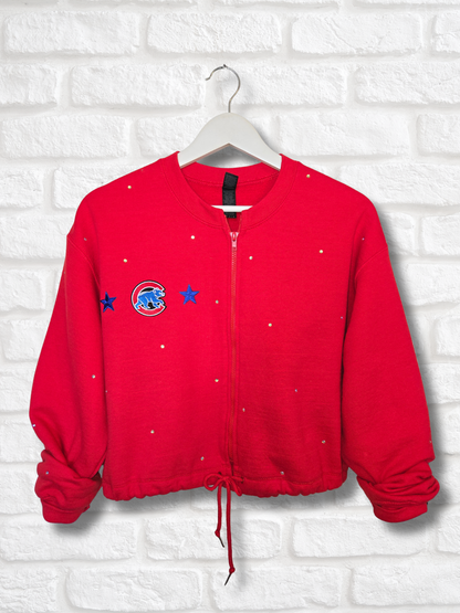 Chicago Cubs Crop Zip-Up Sweatshirt - Medium