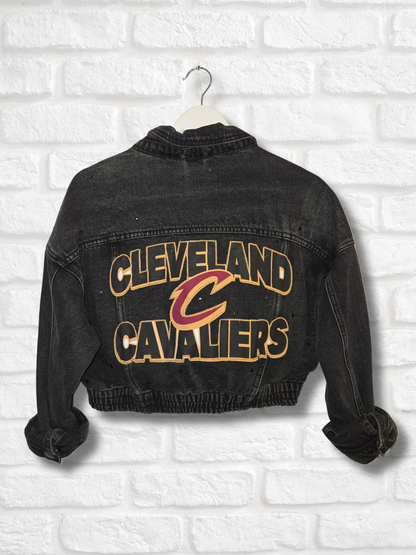 Cleveland Cavaliers Crop Rhinestone Denim Jacket - Large