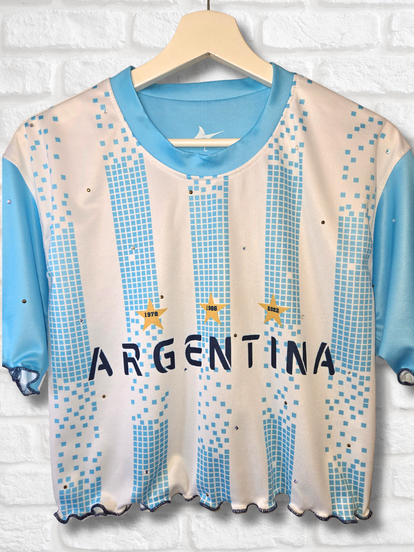 Team Argentina Ruffle Crop Top- Large