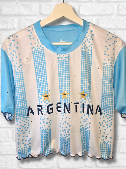 Team Argentina Ruffle Crop Top- Large