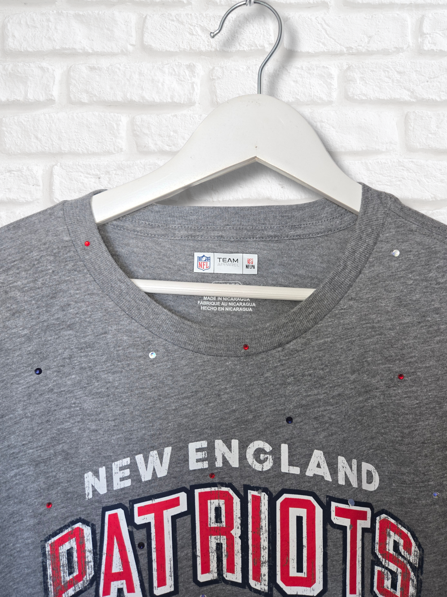 New England Patriots Ruffle Crop Top - XL