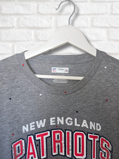 New England Patriots Ruffle Crop Top - XL