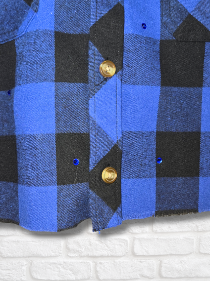 Los Angeles Dodgers Rhinestone Crop Flannel - Large