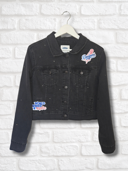 Los Angeles Dodgers Crop Denim Jacket- M/L