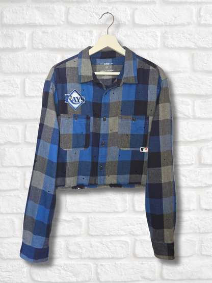 Tampa Bay Rays Rhinestone Crop Flannel - Large