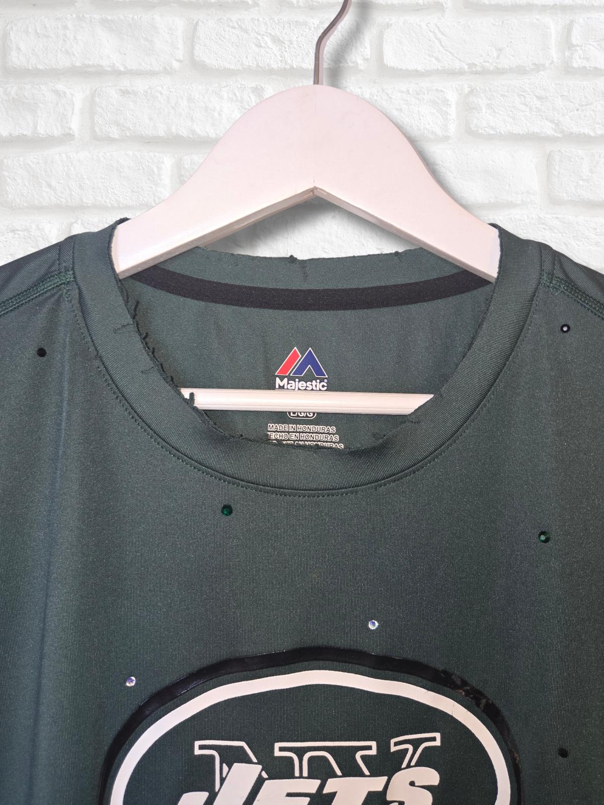 New York Jets Ruffle Crop Top - Large
