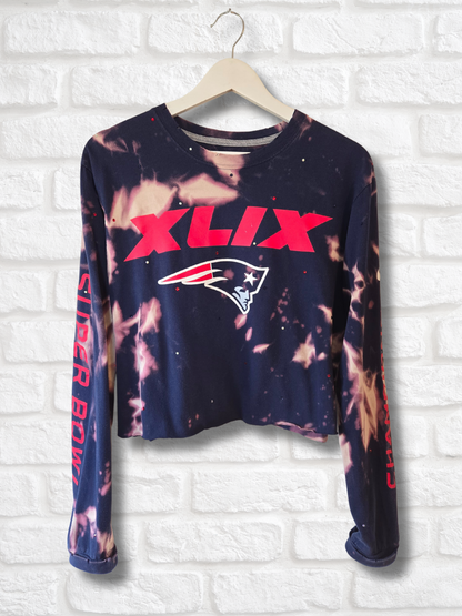 New England Patriots Long Sleeve Crop Top