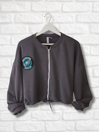 Philadelphia Eagles Crop Zip-Up Sweatshirt
