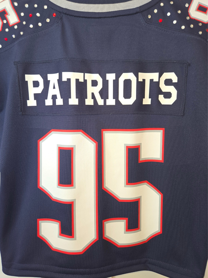 New England Patriots Rhinestone Crop Jersey