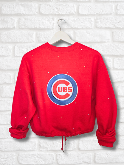 Chicago Cubs Crop Zip-Up Sweatshirt - Medium