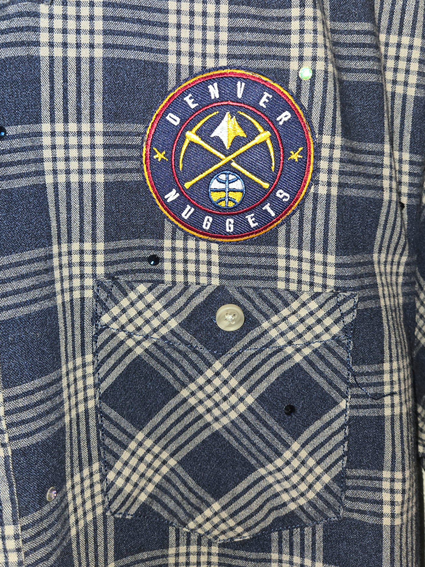 Denver Nuggets Rhinestone Crop Flannel - Medium