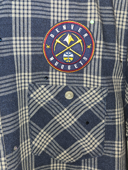 Denver Nuggets Rhinestone Crop Flannel - Medium