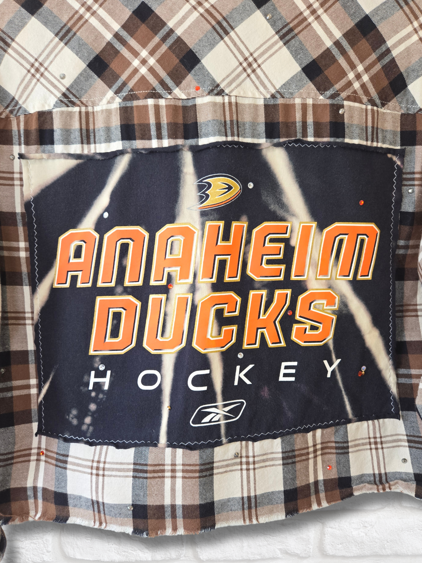 Anaheim Ducks Rhinestone Crop Flannel - Medium