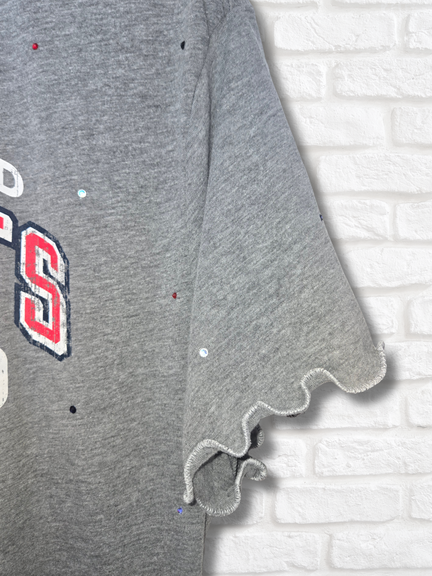 New England Patriots Ruffle Crop Top - XL