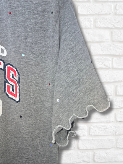 New England Patriots Ruffle Crop Top - XL