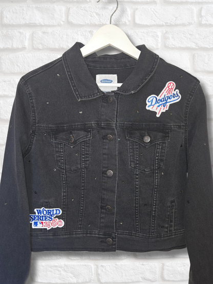 Los Angeles Dodgers Crop Denim Jacket- M/L