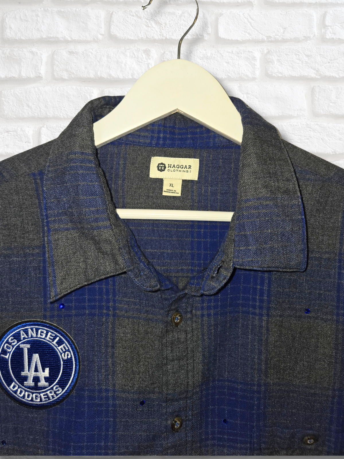 Los Angeles Dodgers Rhinestone Crop Flannel - XL