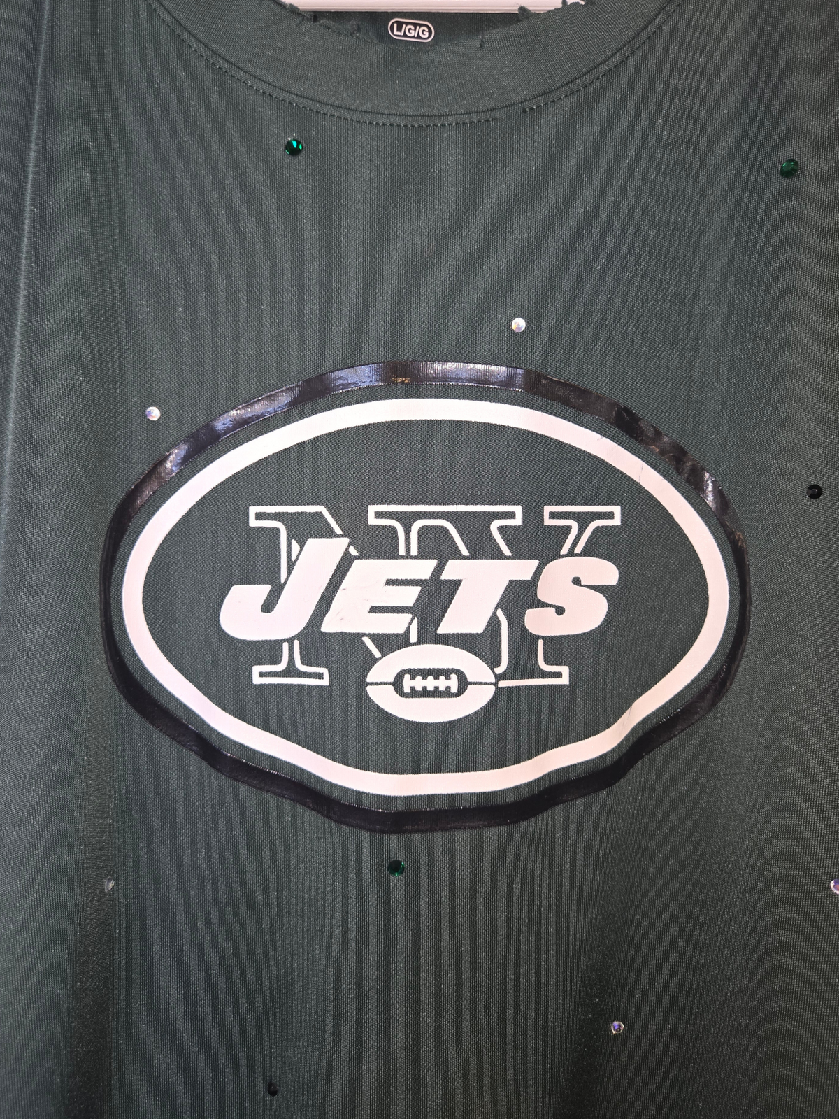New York Jets Ruffle Crop Top - Large