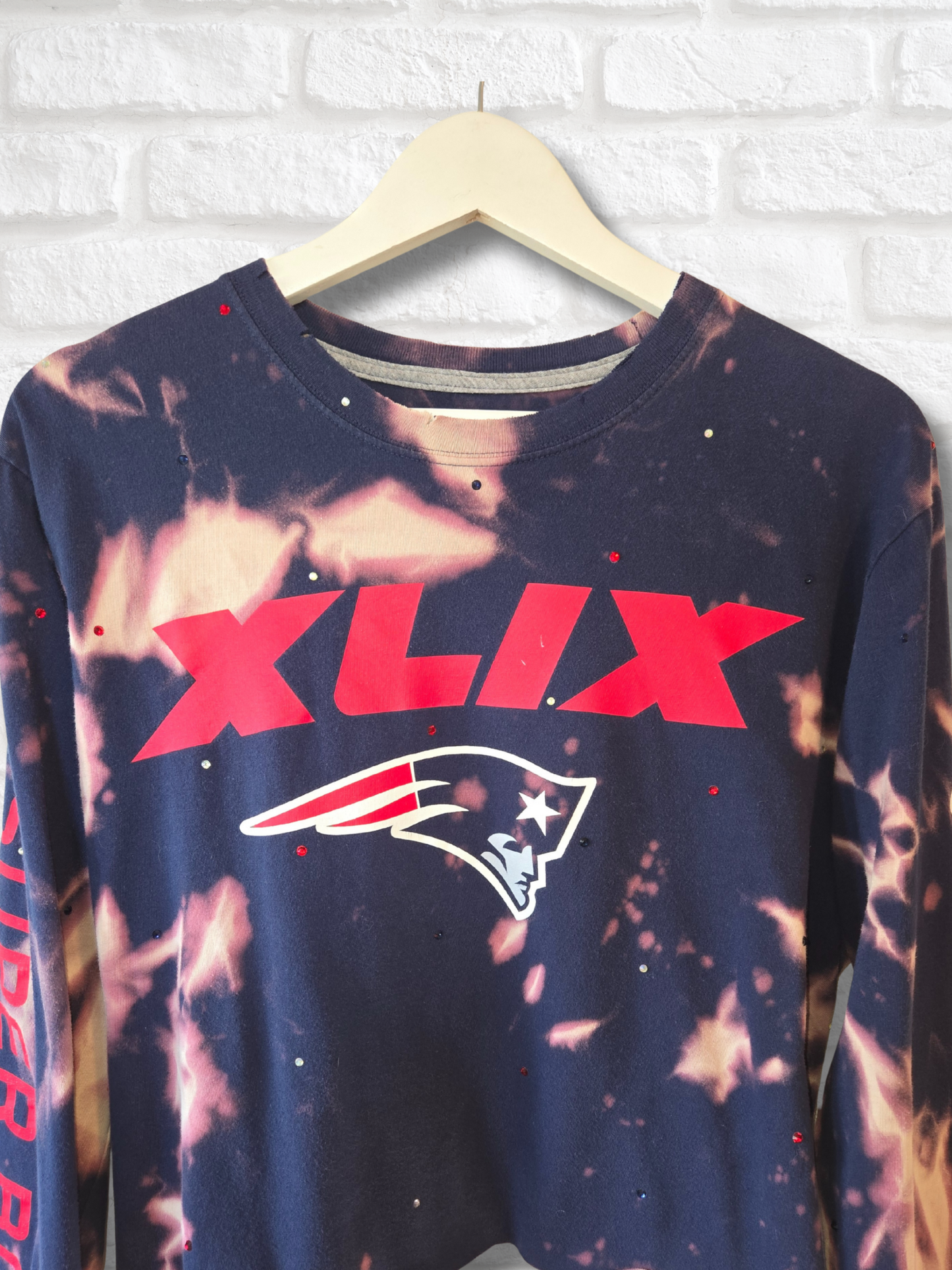 New England Patriots Long Sleeve Crop Top