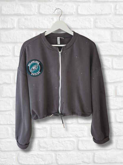 Philadelphia Eagles Crop Zip-Up Sweatshirt