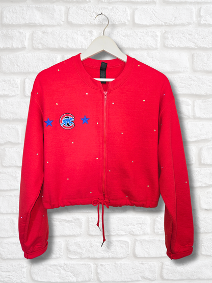 Chicago Cubs Crop Zip-Up Sweatshirt - Medium