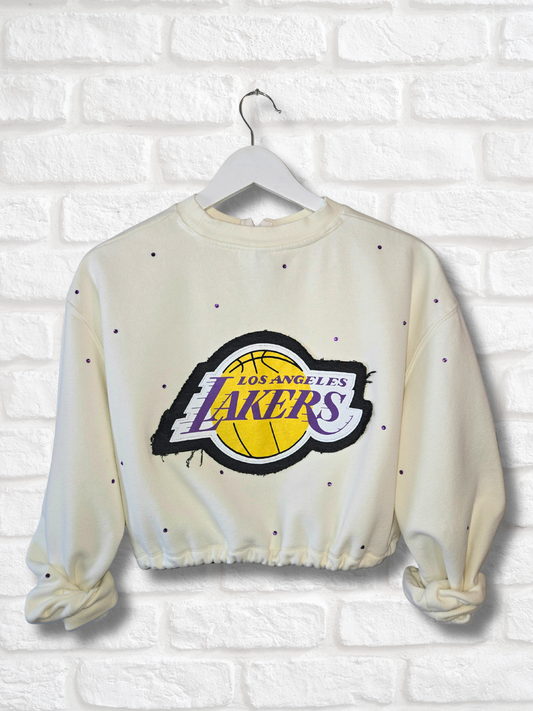 Los Angeles Lakers Crop Zip-Up Sweatshirt - S/M