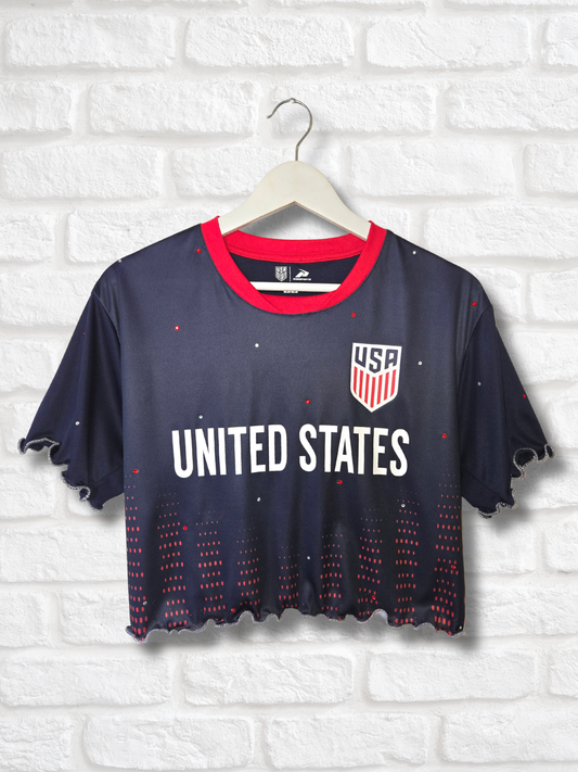 Team USA Ruffle Crop Top- Medium