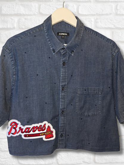 Atlanta Braves Crop Button-up - Large
