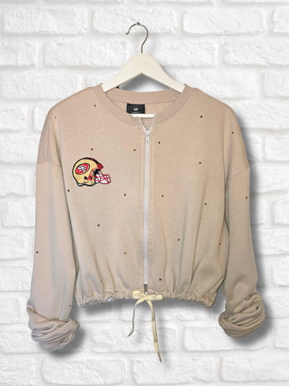 San Francisco 49ers Crop Zip-Up Sweatshirt- Large
