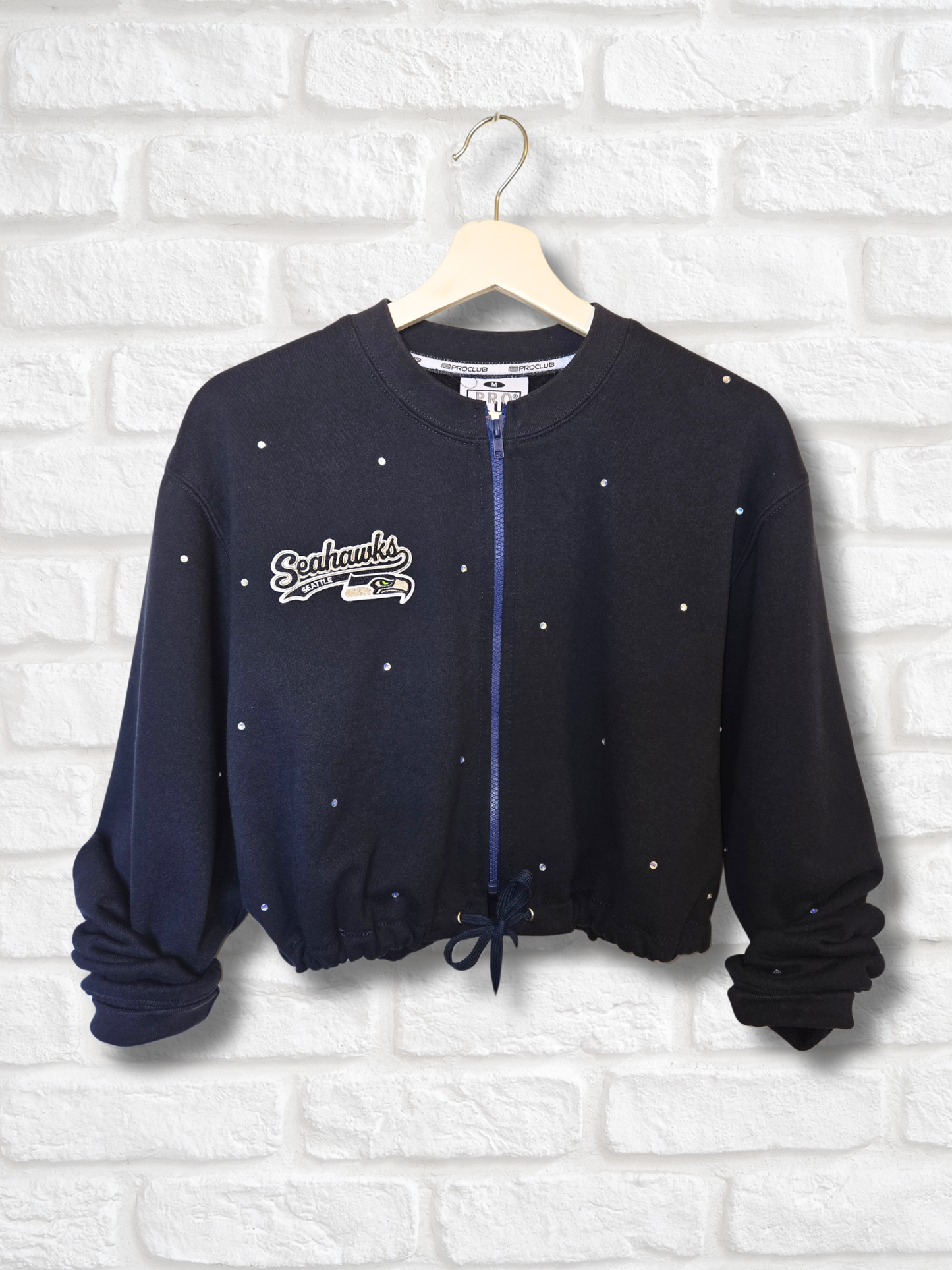 Seattle Seahawks Crop Zip-Up Sweatshirt- Medium